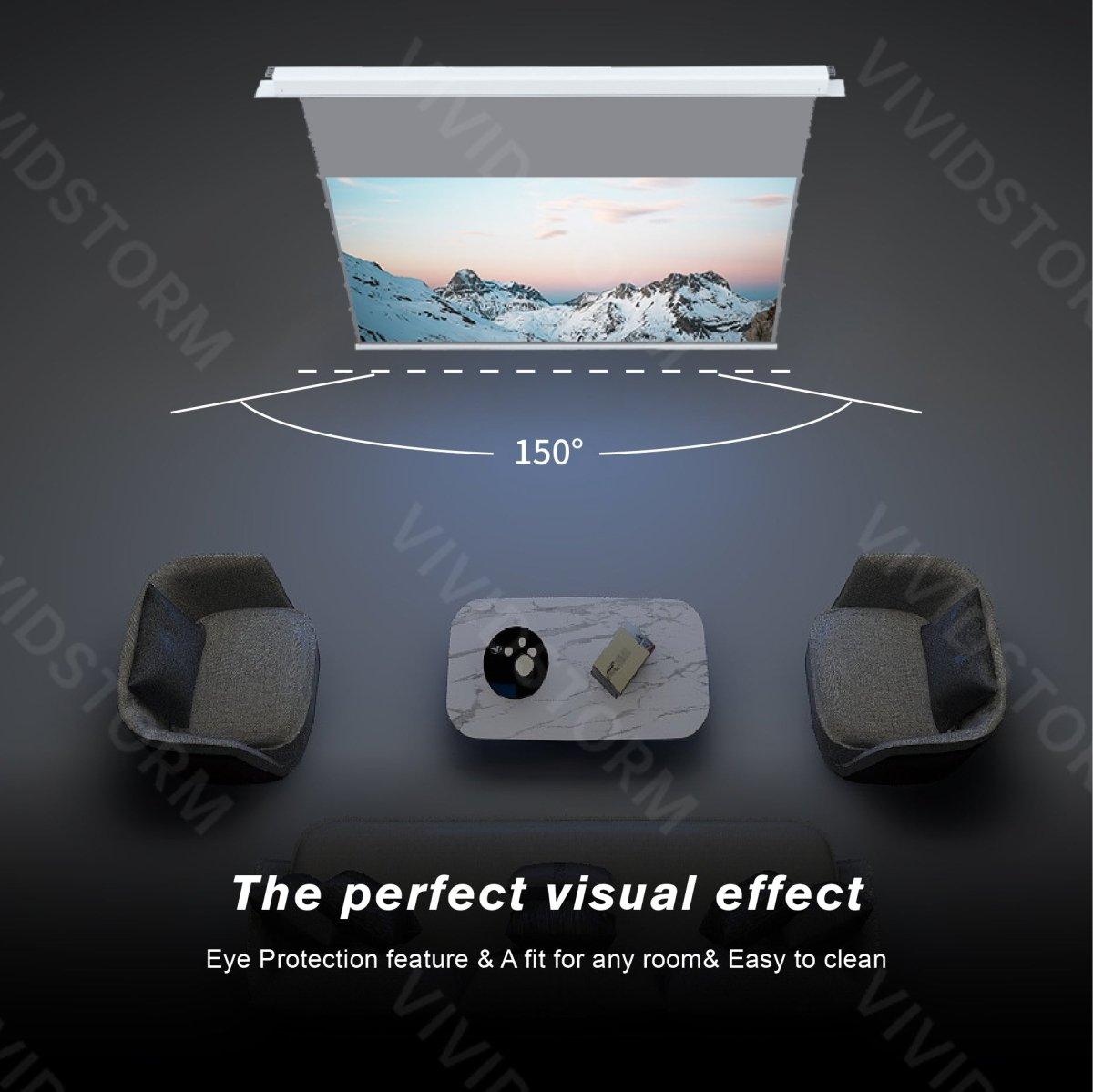 VIVIDSTORM PHANTOM  Recessed In-Ceiling Motorized Tension Obsidian Long Throw ALR Projector screen