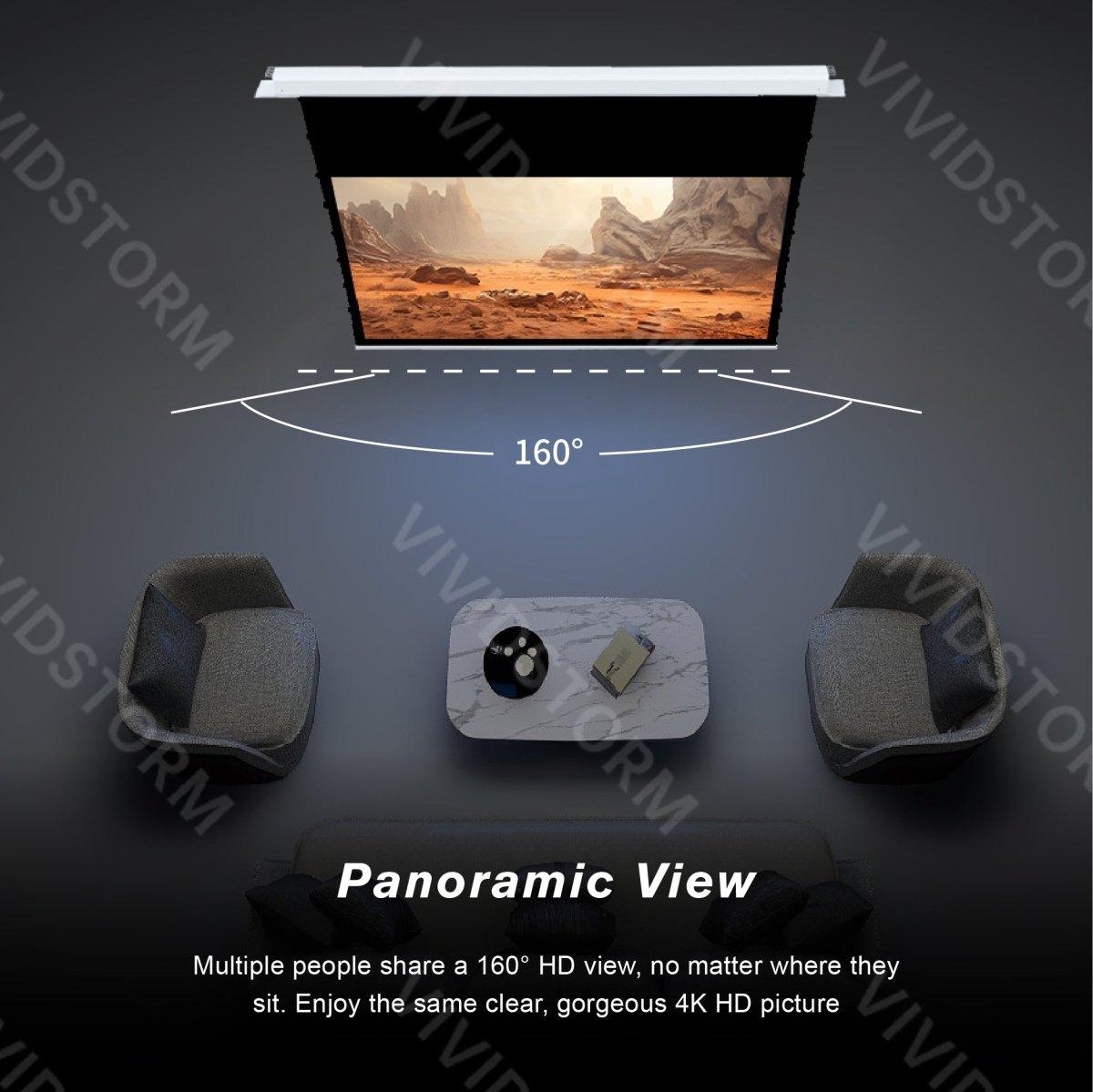 VIVIDSTORM PHANTOM Recessed In-Ceiling Motorized Tension White Cinema Projector screen