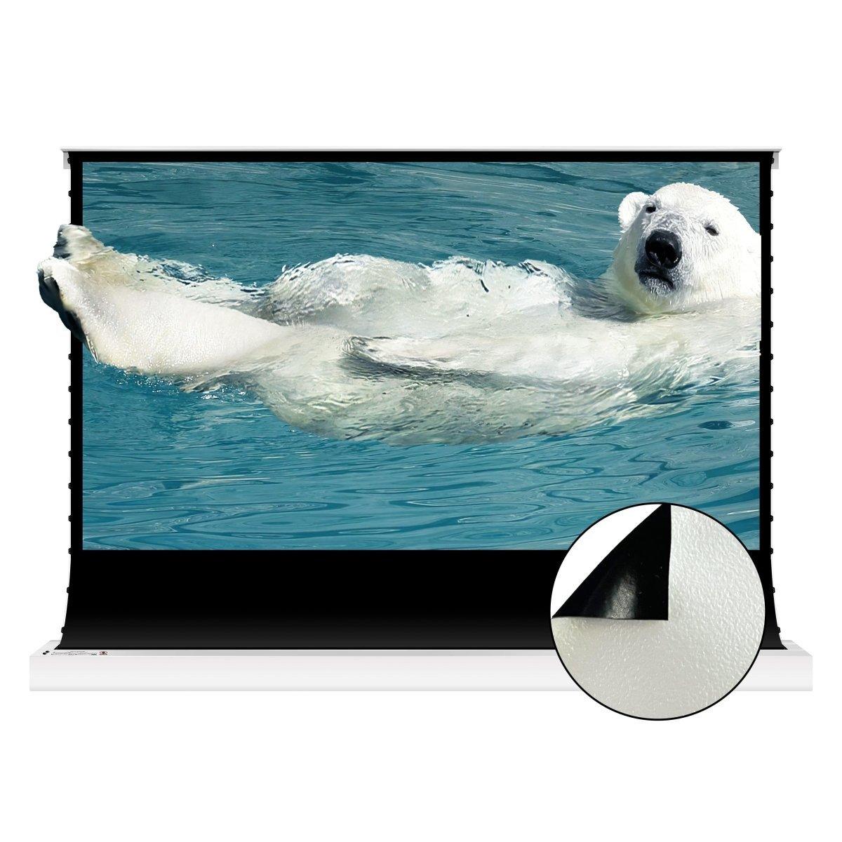 VIVIDSTORM Pearl White Cinema Plus Motorized Tension Floor Rising Projector screen