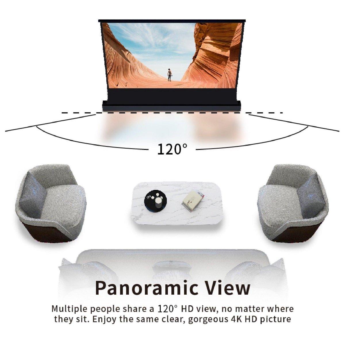 VIVIDSTORM Pearl White Cinema Plus Motorized Tension Floor Rising Projector screen